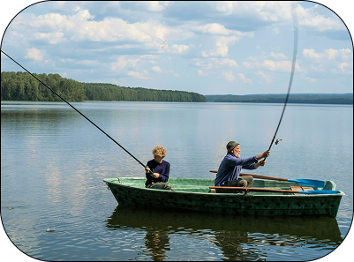2 people fishing on lake